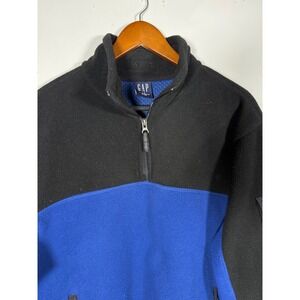 Gap Vintage Mens Blue Black Colorblock Quarter Zip Fleece Pullover Large